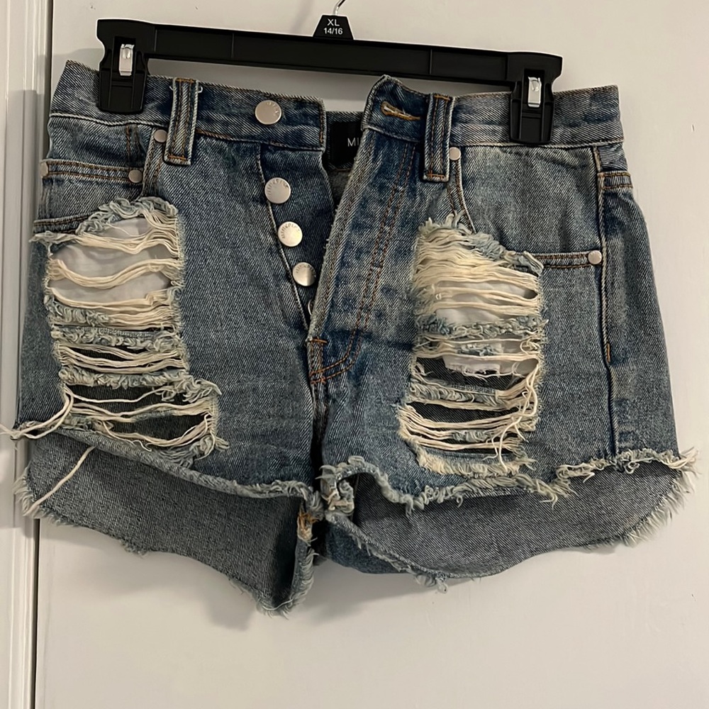 Mink pink ripped jean shorts